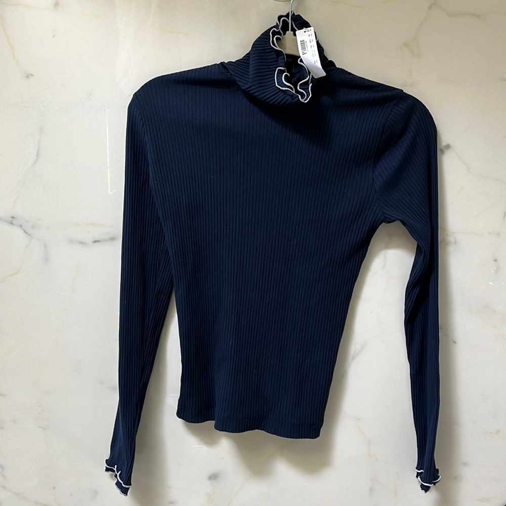 J Crew Navy Turtleneck with trim.  XS New with tags